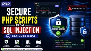 Secure PHP scripts from SQL Injection using prepared statements and database security best practices for web applications.